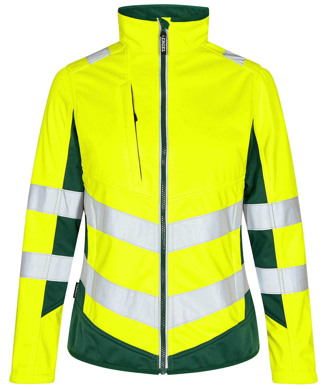 Engel Safety softshelljacka dam, Varsel Gul/Gr&ouml;n, Varsel Gul/Gr&ouml;n, swatch
