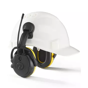 Hellberg Secure REACT hörselkåpor med FM radio till hjälmmontering, Svart/Gul