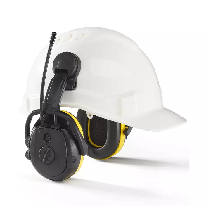 Hellberg Secure REACT helmet mounted ear defenders with FM radio, Black/Yellow, Black/Yellow, large image number 1