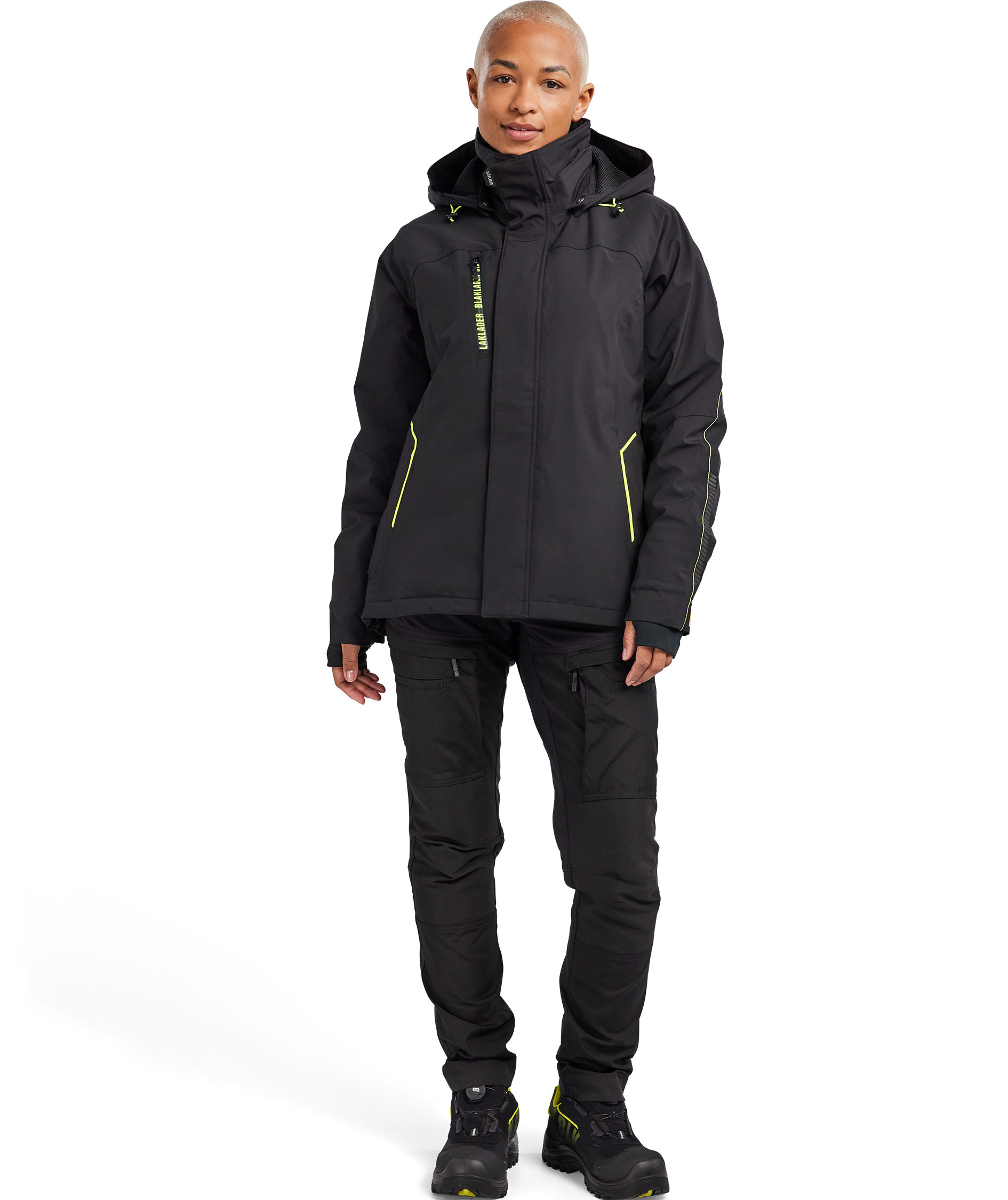 Bl&aring;kl&auml;der dame jakke full stretch, Svart/Hi-Vis Gul, large image number 1