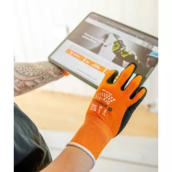 Workhand Dry-Fit Grip work gloves with dots, Orange/Black