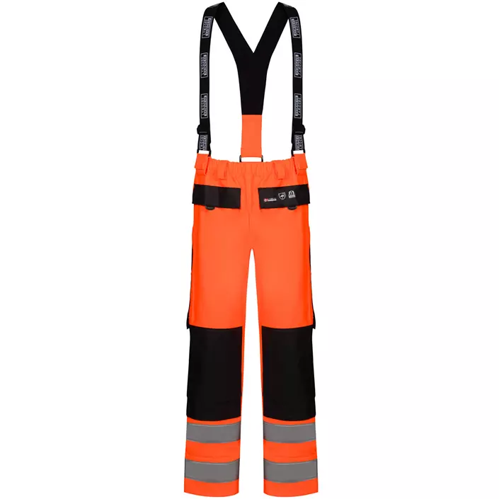 Lyngsøe PU/PVC rain trousers, Hi-vis Orange/Marine, large image number 0