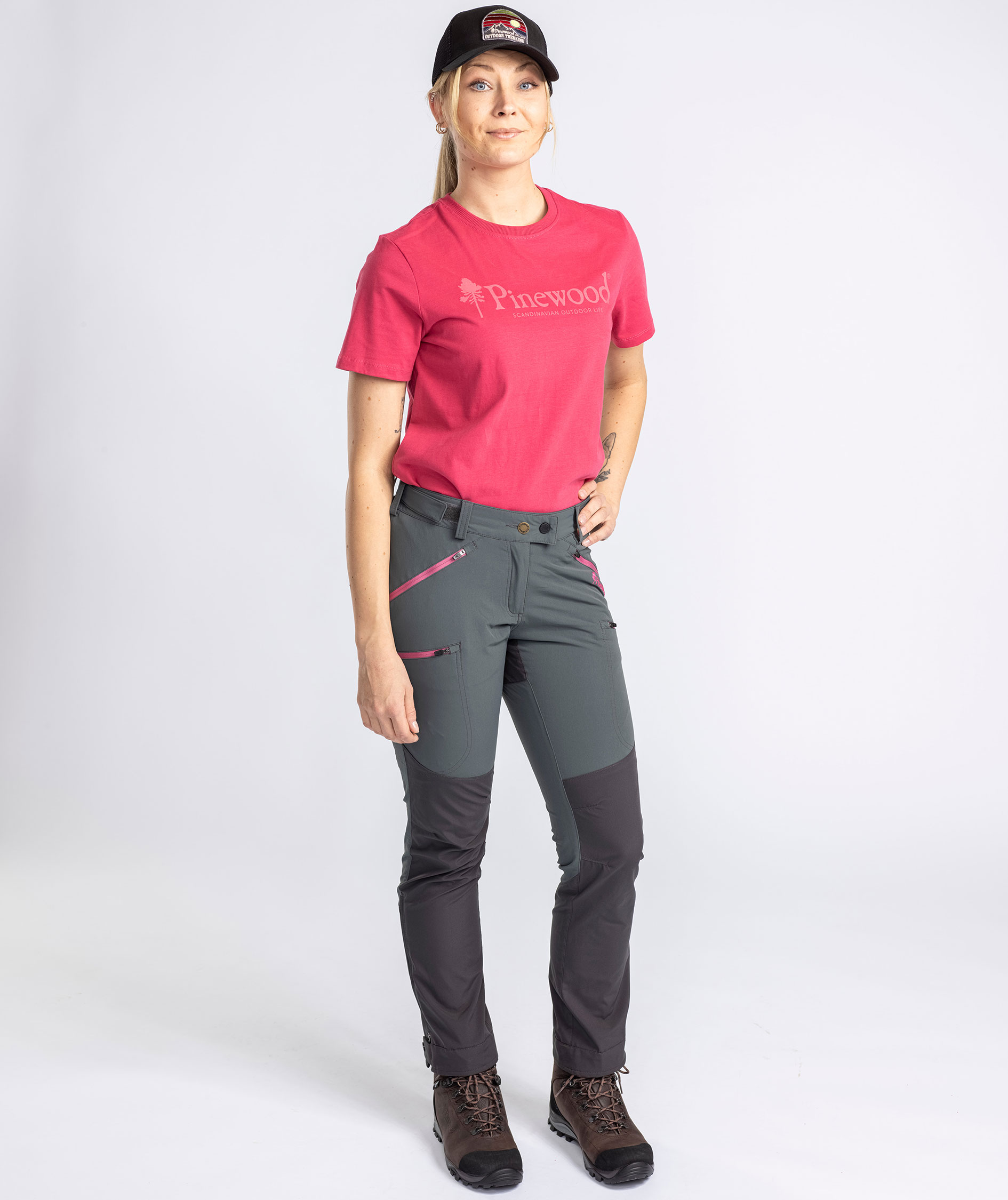 Pinewood Outdoor Life dame T-shirt, Raspberry Pink, large image number 2