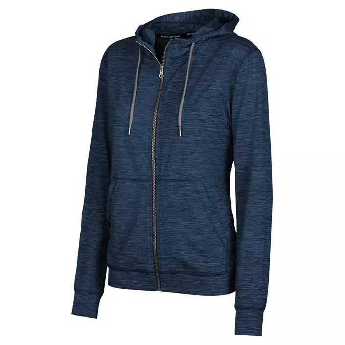 Pitch Stone Cooldry hoodie dame med glidelås, Navy melange, large image number 0