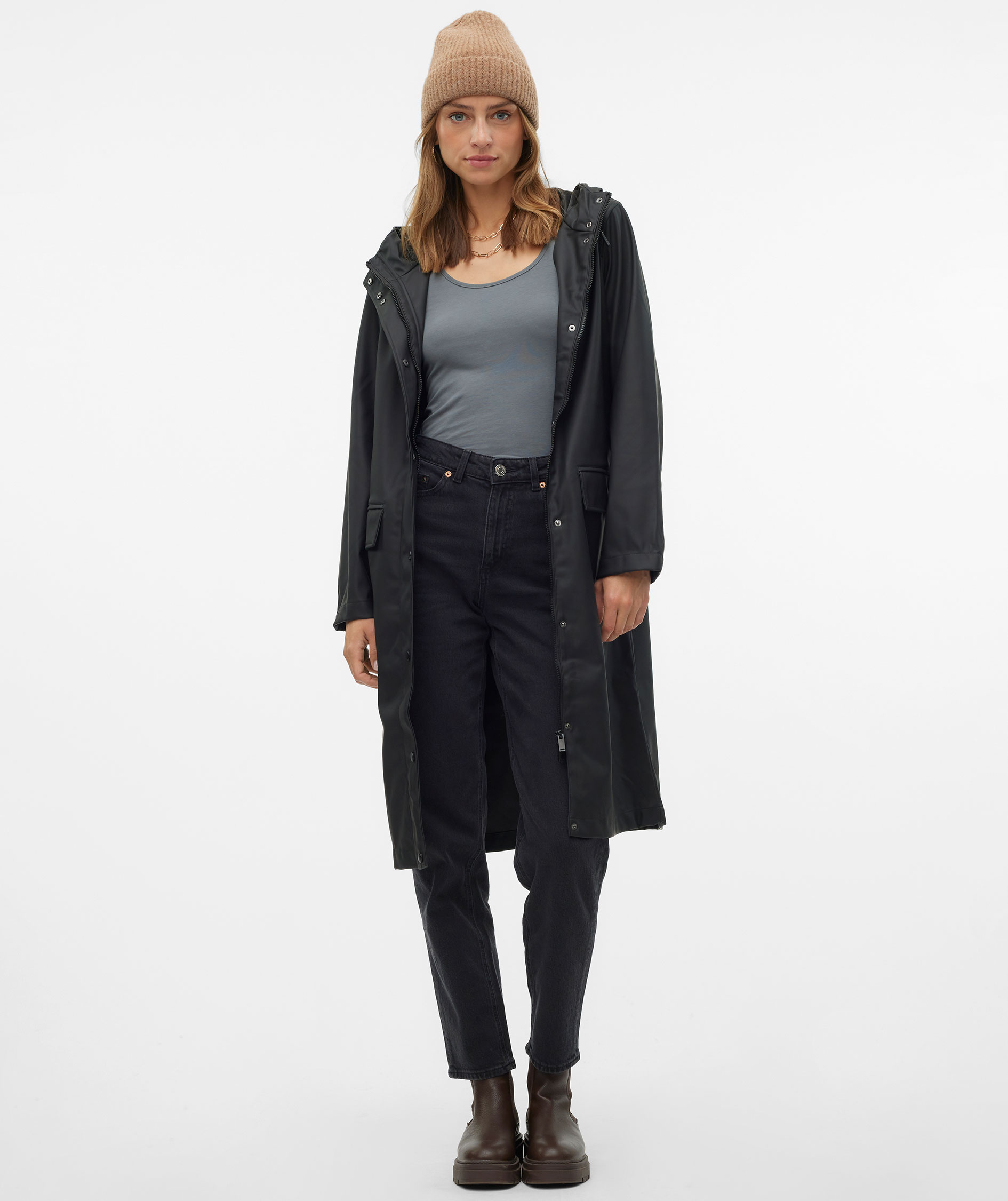 Vero Moda VMMALOU long rain jacket, Black, large image number 4