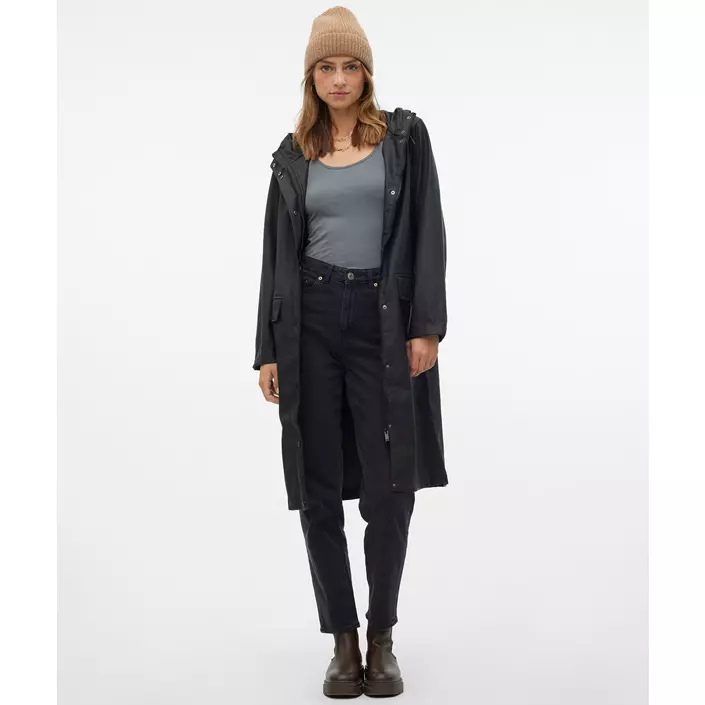 Vero Moda VMMALOU lång regnjacka, Black, large image number 4