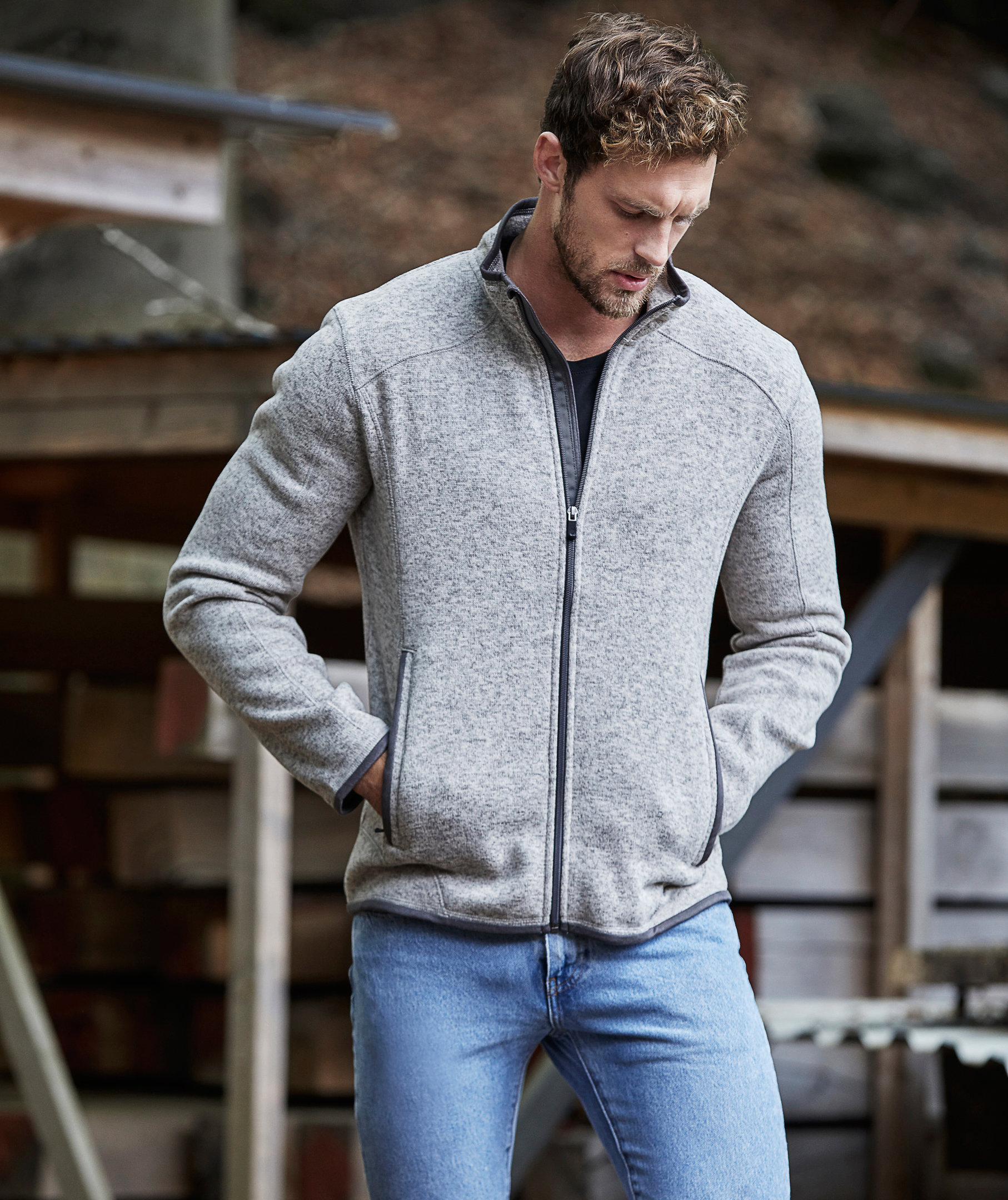 Tee Jays Aspen fleece jacket, Grey Melange