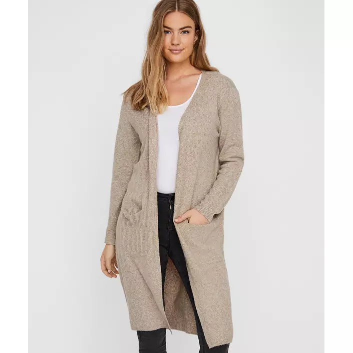 Vero Moda VMDOFFY lång stickad cardigan dam, Sepia Tint, large image number 1