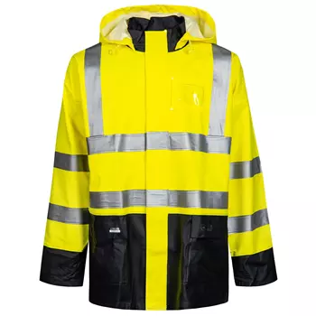 Lyngsøe PU/PVC rain jacket, Hi-vis Yellow/Marine