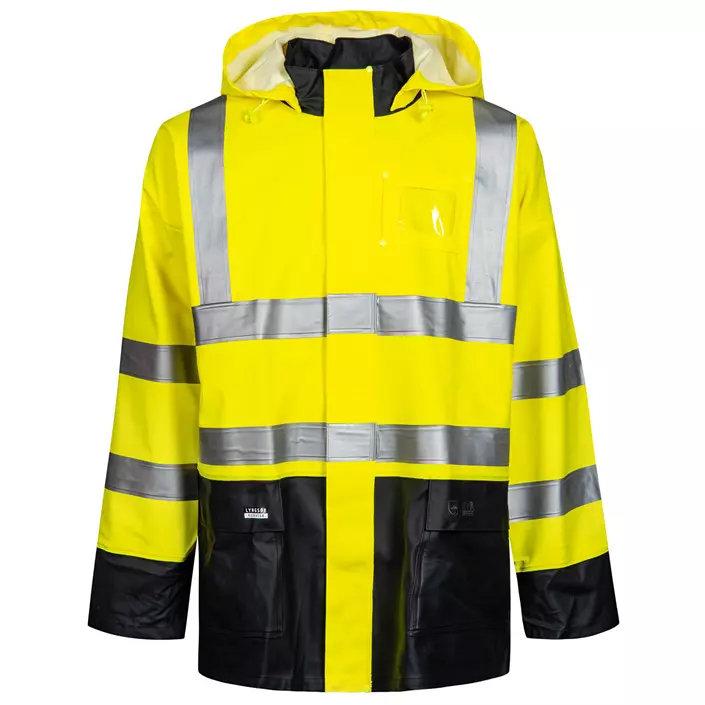 Lyngsøe PU/PVC rain jacket, Hi-vis Yellow/Marine, large image number 0