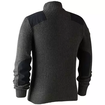 Deerhunter Rogaland stickad collegetröja/ sweatshirt half-zip, Dark Grey Melange