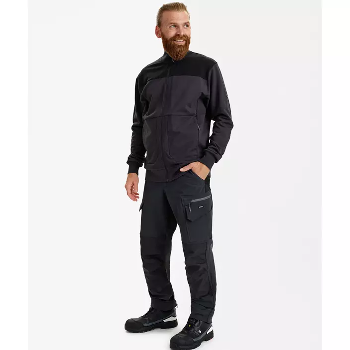 Engel Entire sweat cardigan, Anthracite Grey/Black, large image number 2