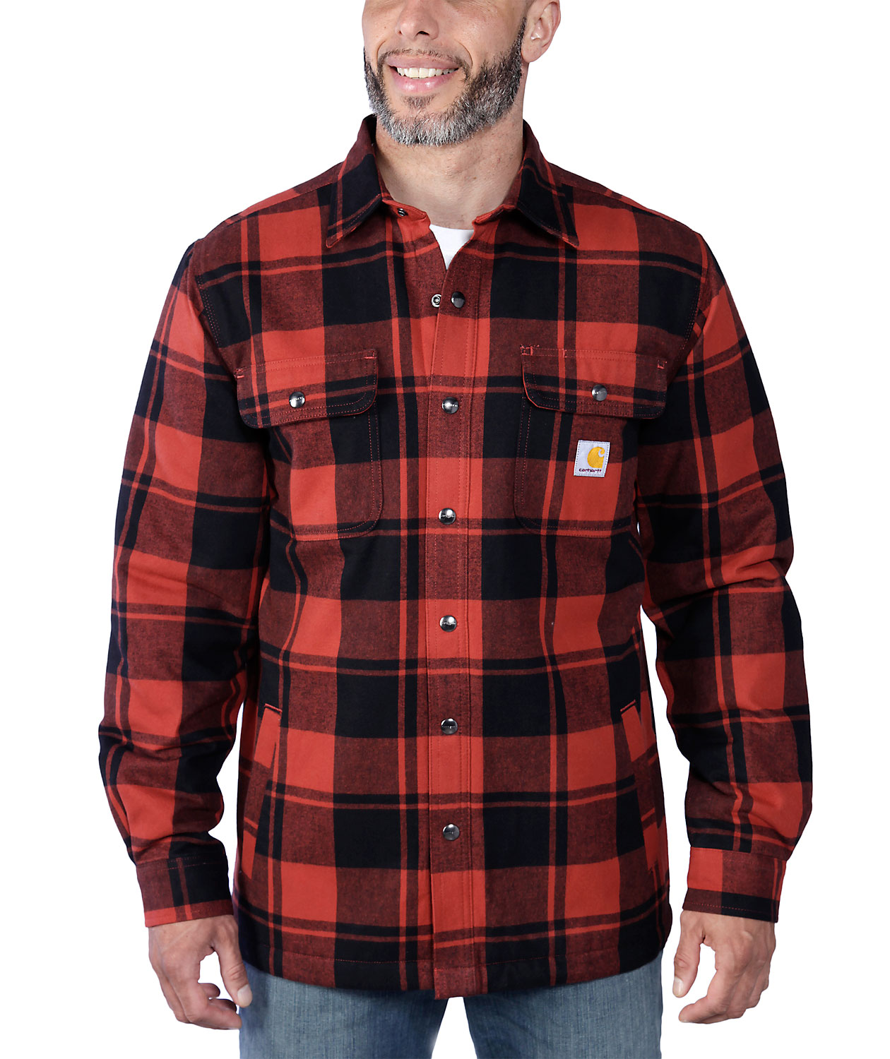 Carhartt foret flannel skjortejakke, Red Ochre, large image number 2