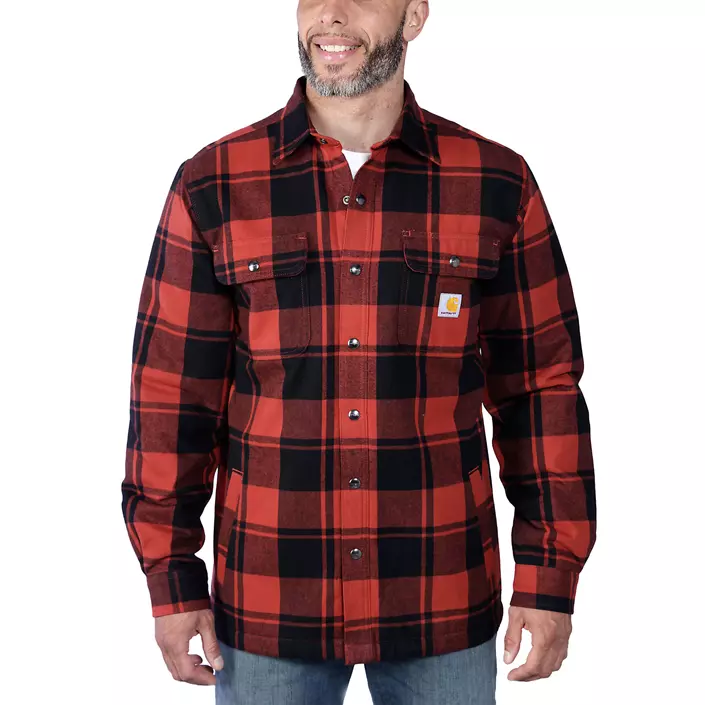 Carhartt fodrad flanellskjorta jacka, Red Ochre, large image number 2