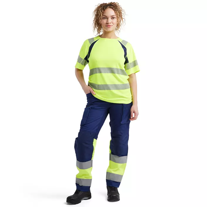 Blåkläder dame T-shirt, Hi-Vis gul/marine, large image number 1