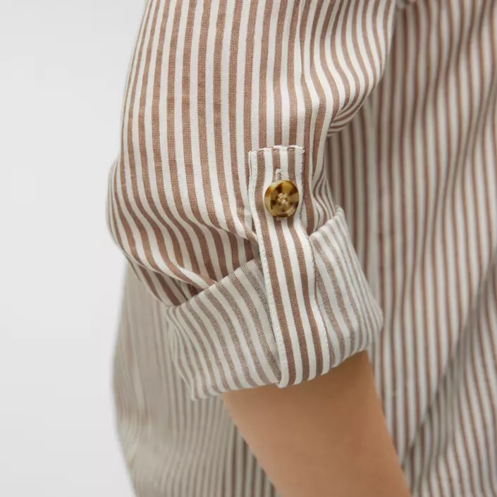 Vero Moda VMBUMPY skjorta dam, Brown Lentil Stripe, large image number 4