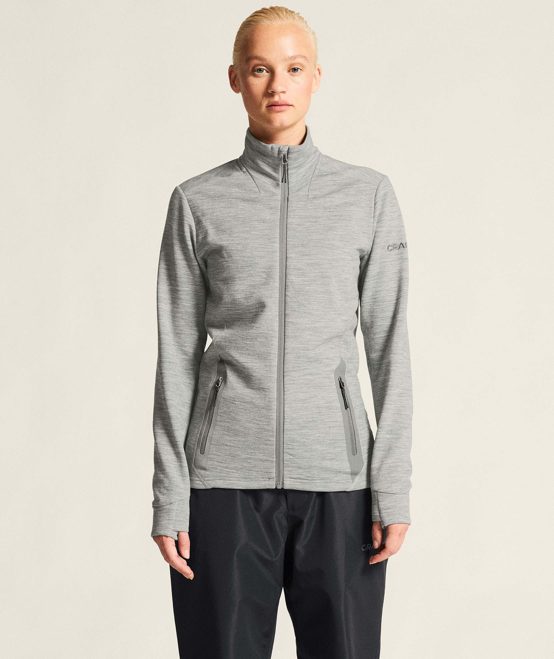 Craft PRO Explor Midlayer Damen Cardigan, Grey melange