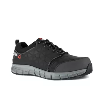 Reebok Black Leather Oxford safety shoes S1P, Black