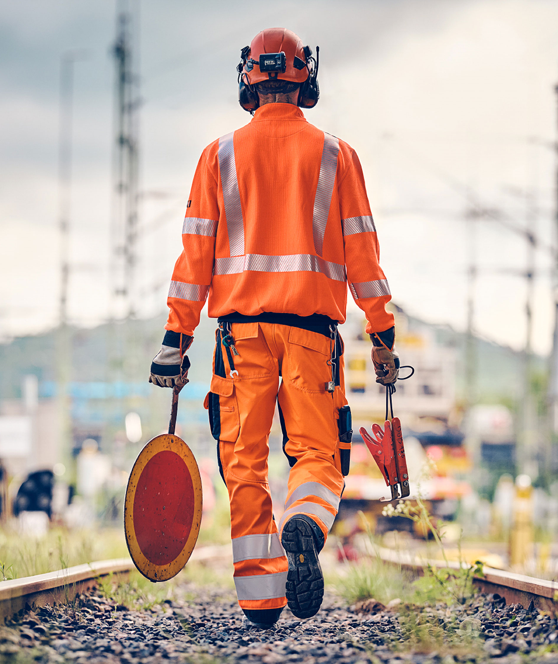 Tranemo Zenith FR work trousers, Hi-Vis Orange/Navy, large image number 3