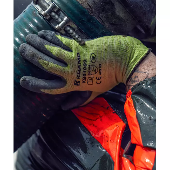 Kramp 7.001 Junior work gloves, Green/grey, Green/grey, large image number 1