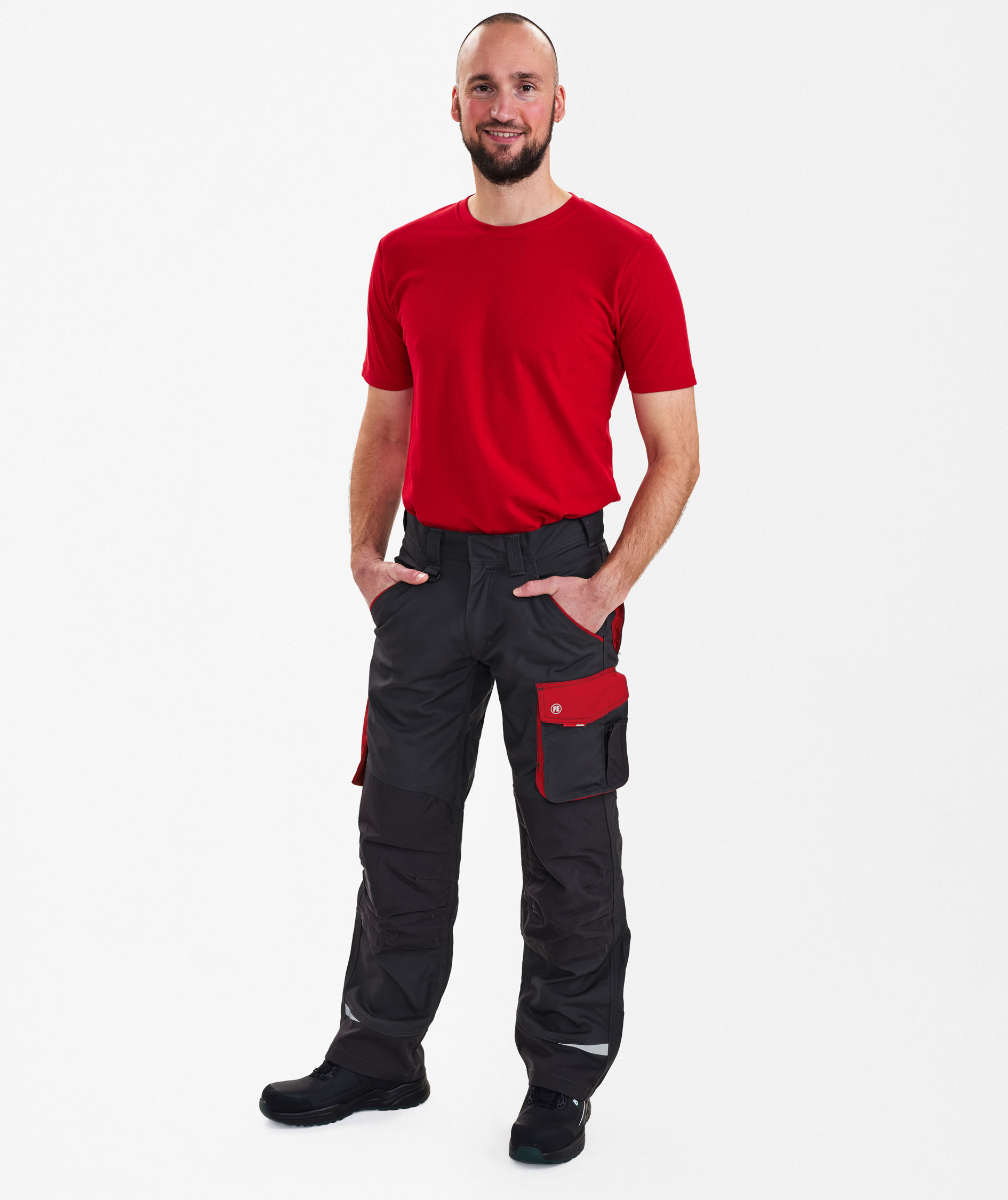 Engel Galaxy Work trousers, Antracit Grey/Tomato Red, large image number 1