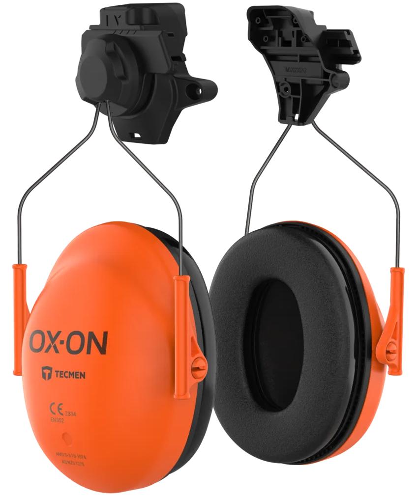 OX-ON Tecmen  f/G20 helmet mounted ear defenders, Orange/Black