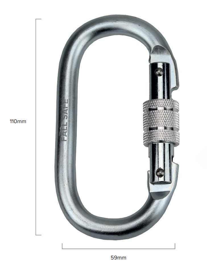 OS FallSafe FS082 st&oslash;tteline med karabiner, Sort, Sort, large image number 2