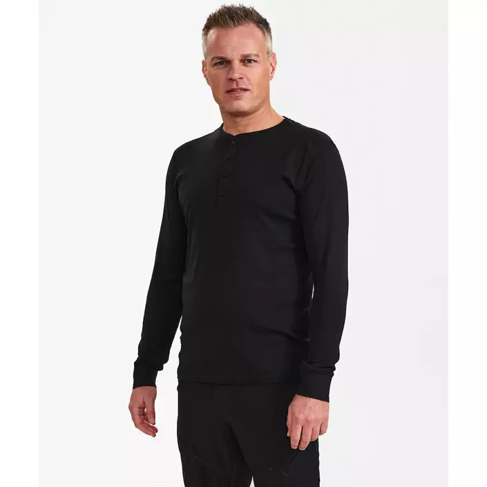 Engel Extend langærmet Grandad T-shirt, Sort, large image number 1