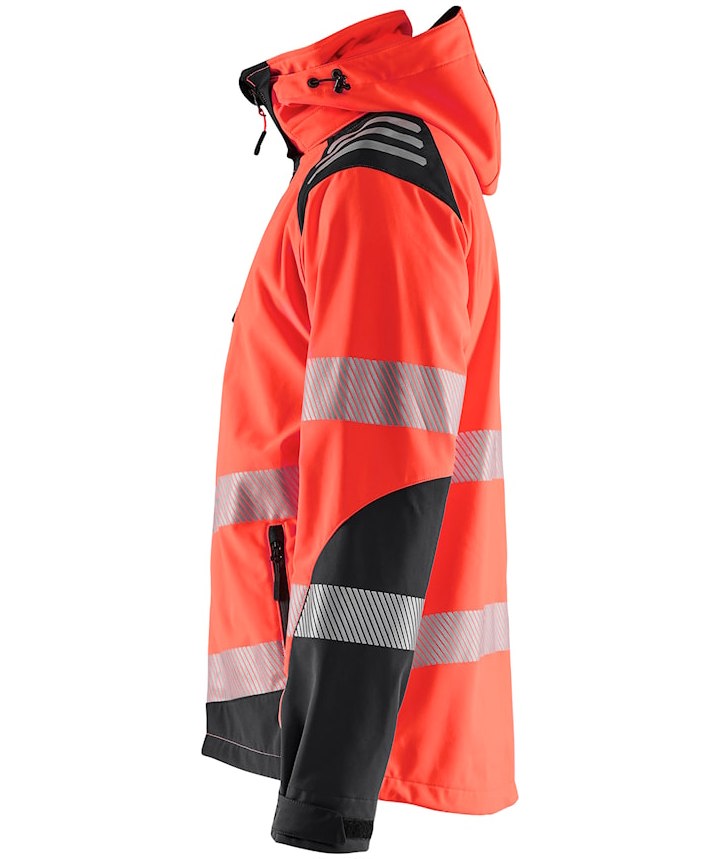 Bl&aring;kl&auml;der softshelljakke, Hi-vis&nbsp;R&oslash;d/Sort, large image number 4