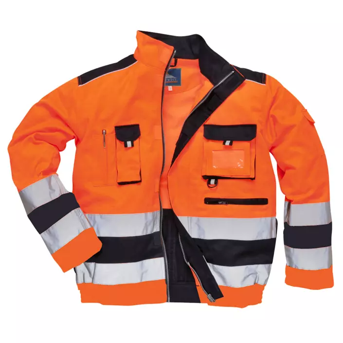 Portwest work jacket, Hi-vis Orange/Marine, large image number 0