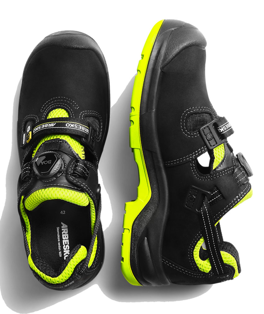 Arbesko 929 skyddsskor S1P, Svart/Lime