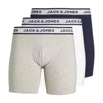 Jack & Jones JACSOLID 3-pak boxershorts, Light Grey Melange/White/Navy Blazer