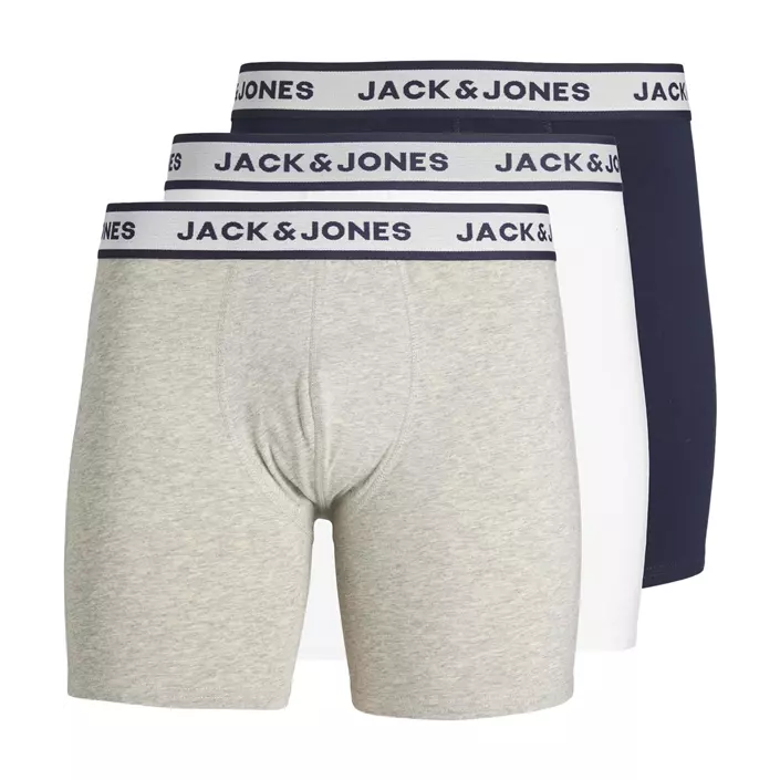 Jack & Jones JACSOLID 3-pak Boxershorts, Light Grey Melange/White/Navy Blazer, large image number 0