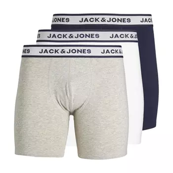 Jack & Jones JACSOLID 3-pak boxer shorts, Light Grey Melange/White/Navy Blazer
