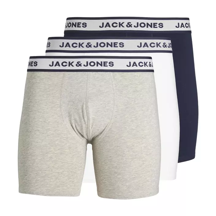 Jack & Jones JACSOLID 3-pak boksershorts, Light Grey Melange/White/Navy Blazer, large image number 0