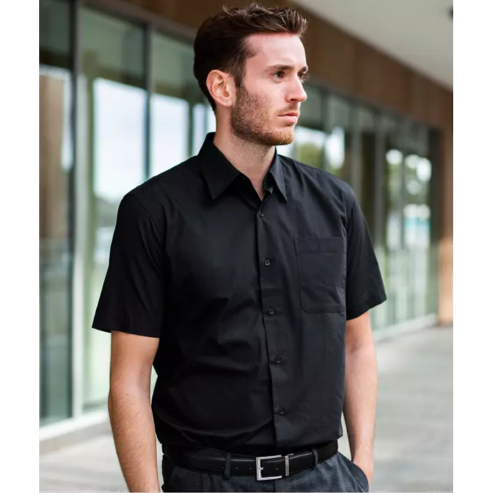 YOU Venezia modern fit short-sleeved poplin shirt, Black, large image number 1
