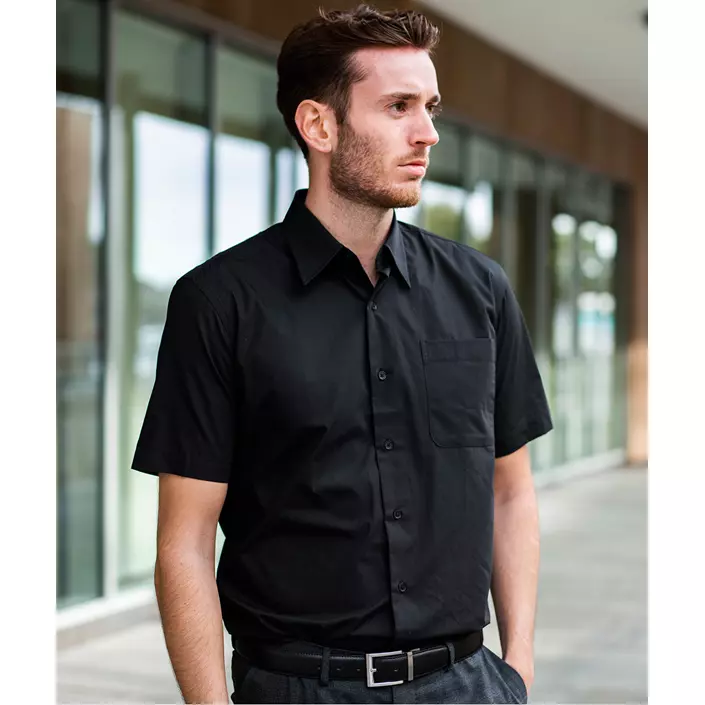 YOU Venezia modern fit short-sleeved poplin shirt, Black, large image number 1