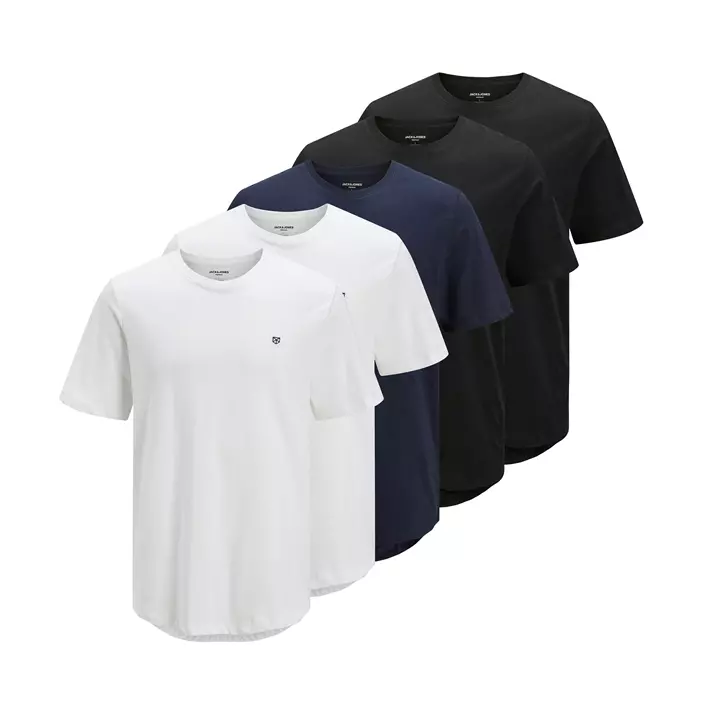Jack & Jones JACJENS 5-pak T-shirt, White/Navy/Black, large image number 0
