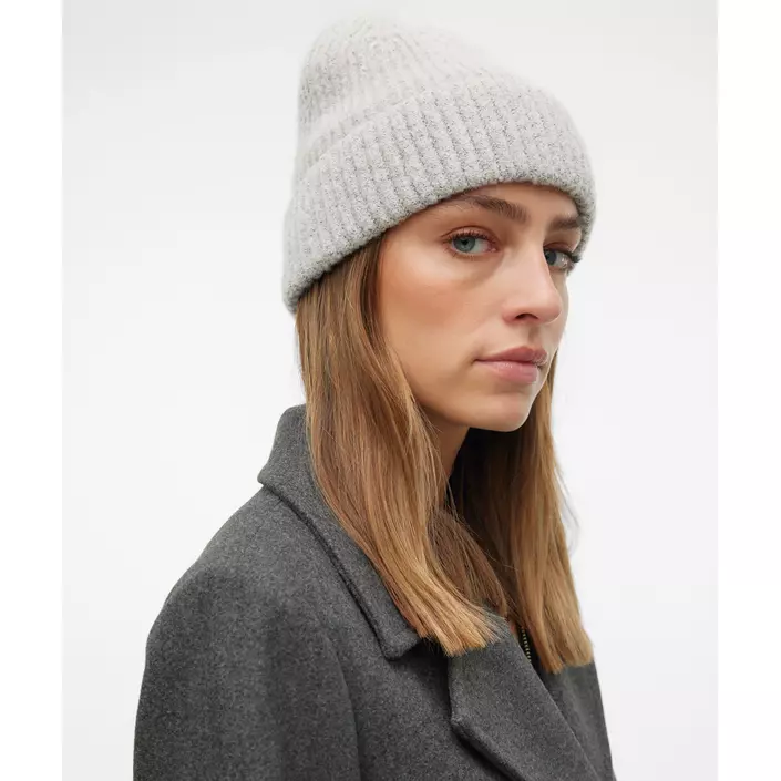 Vero Moda VMGILA Rib stickad mössa, Light Grey Melange, Light Grey Melange, large image number 1