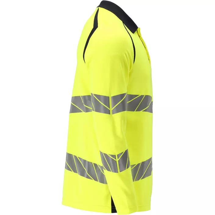 Mascot Accelerate Multisafe langærmet polo T-shirt, Hi-Vis Gul/Mørk Marine, large image number 2