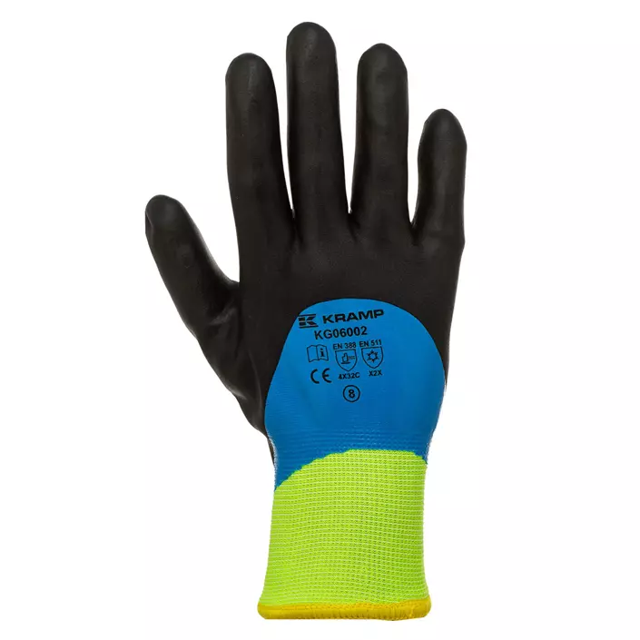 Kramp 6.002 winter work gloves, Black/Blue/Hi-Vis, large image number 0