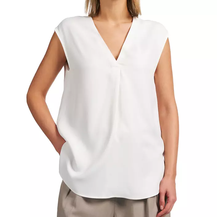 Eterna sleeveless women's blouse, White, large image number 1