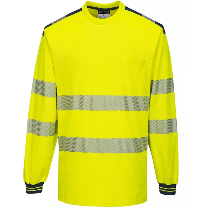 Portwest longsleeved T-shirt, Hi-Vis Yellow/Dark Marine, large image number 0
