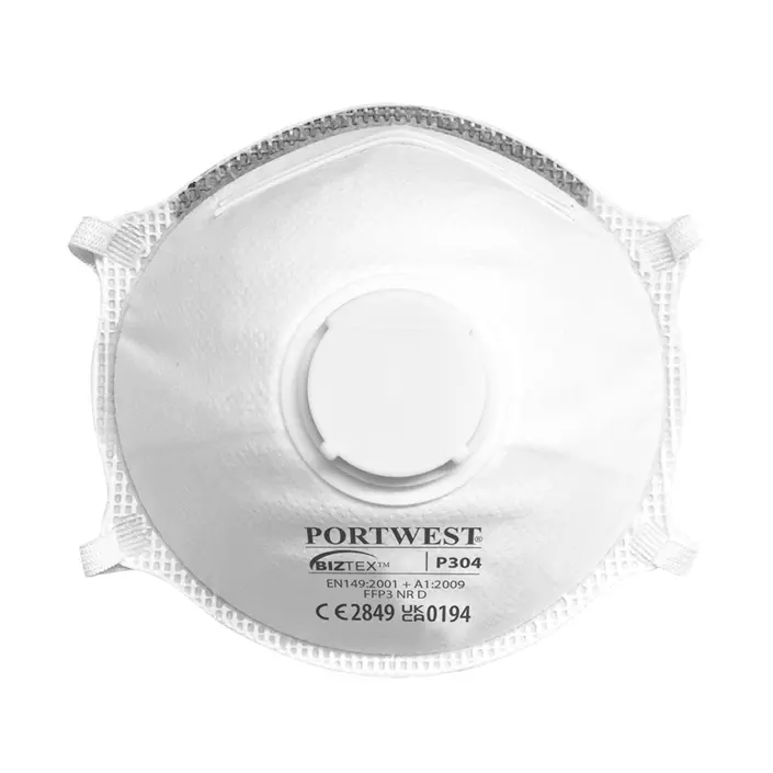 Portwest 10-pak letvægtsstøvmaske FFP3 med ventil, Hvid, Hvid, large image number 0