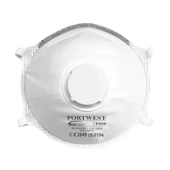 Portwest 10-pak letvægtsstøvmaske FFP3 med ventil, Hvid, Hvid, large image number 0