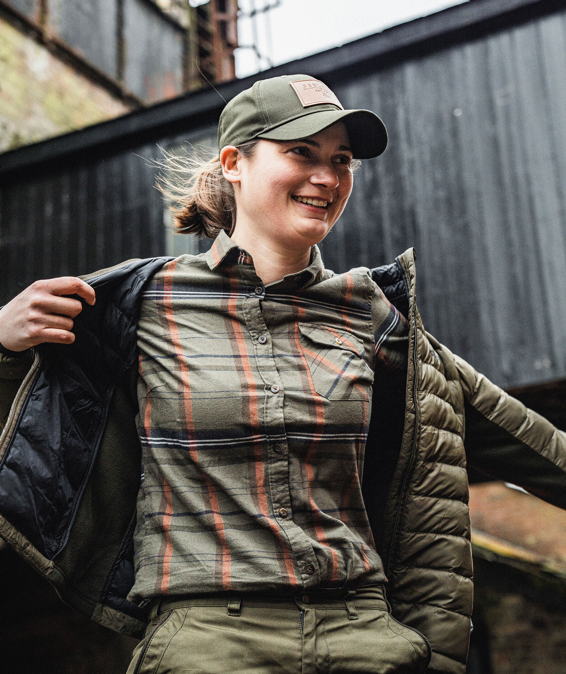 Seeland Skye women's flannel shirt, Grape leaf/Terracotta check, large image number 3