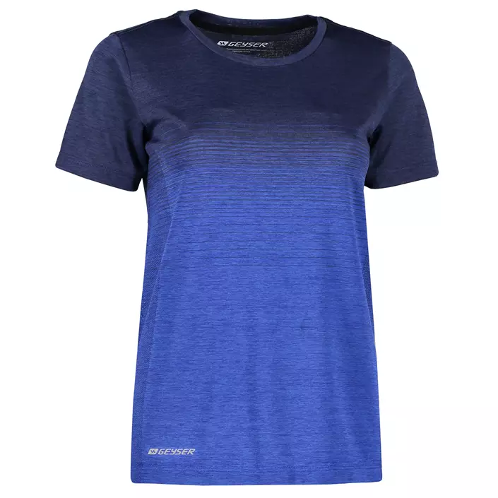 GEYSER seamless stribet dame T-shirt, Navy melange, large image number 1