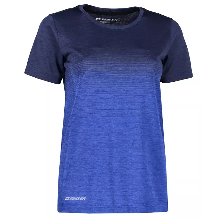 GEYSER seamless stribet dame T-shirt, Navy melange, large image number 1