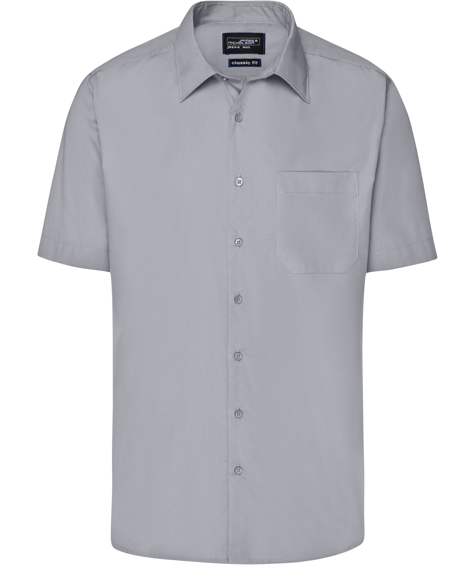 James & Nicholson classic fit short-sleeved shirt, Grey, Grey, swatch
