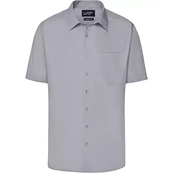 James & Nicholson modern fit short-sleeved shirt, Grey